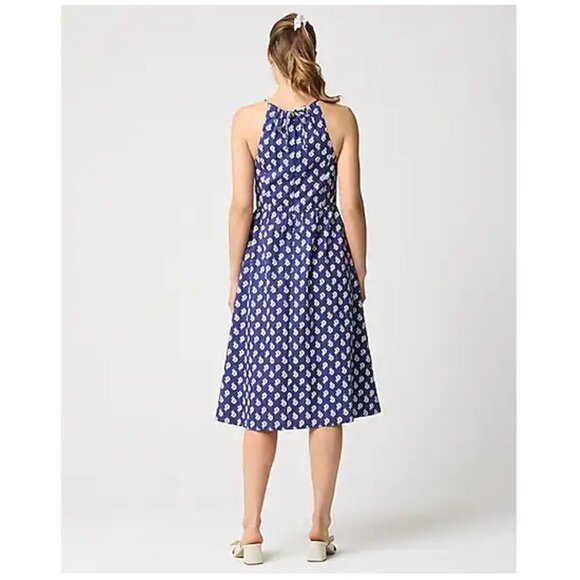 J. Crew Strappy Poplin Halter Dress Blue Floral Size 2/XS NWT - Picture 3 of 11